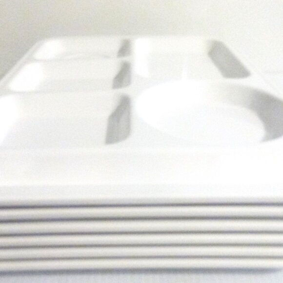 8x WHITE Texas Ware Melamine Ware DINNER TRAYS Vintage Serving Tray TV DINNER - Picture 7 of 9